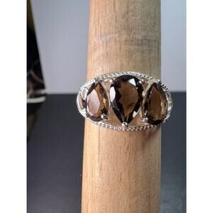 Smoky quartz and sterling silver ring size 9